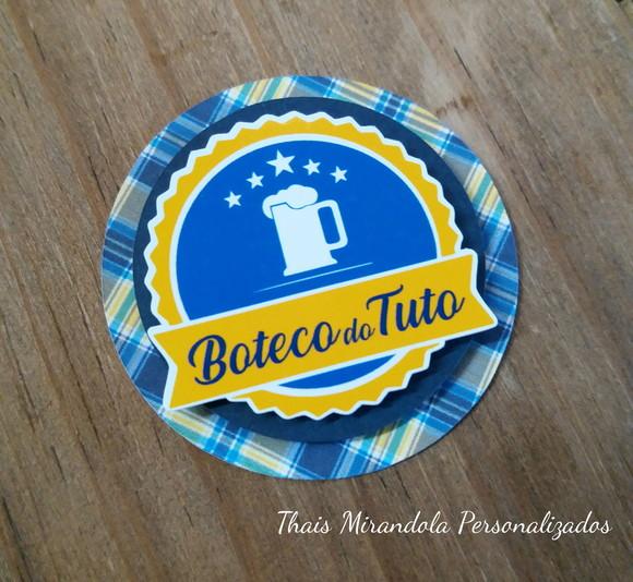 30 Apliques 3D Boteco Amarelo e Azul