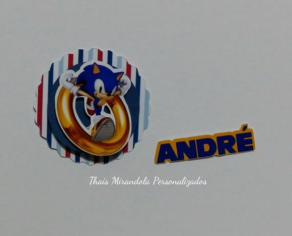30 Apliques 3D + Nome Sonic