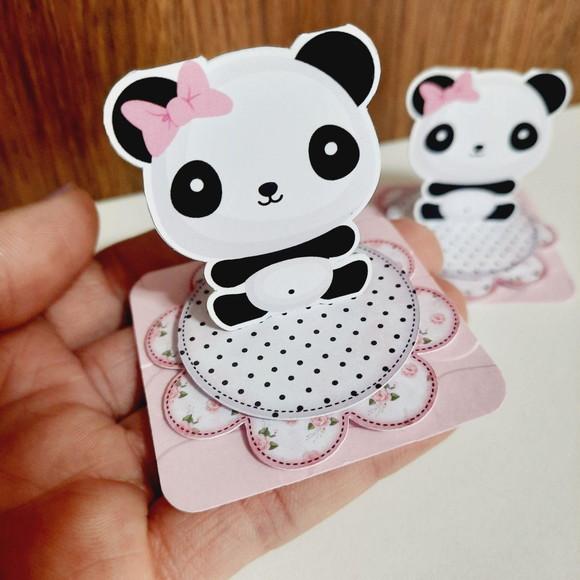 30 Apliques 3D Totem Panda Floral