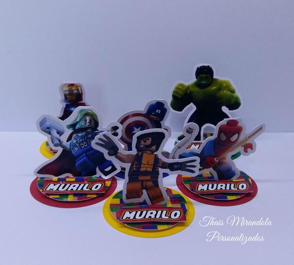 30 Apliques 3D Totem Lego Marvel (redondo)