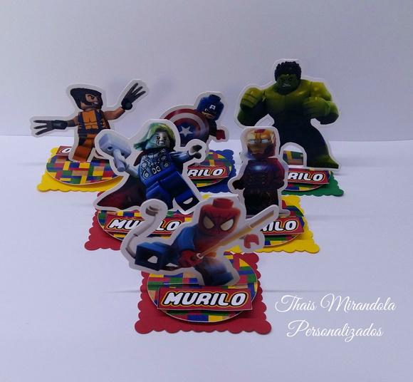 30 Apliques 3D Totem Lego Marvel (quadrado)