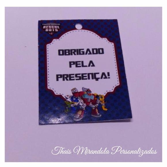 30 Tag Agradecimento para lembrancinha Transformers Rescue Bots