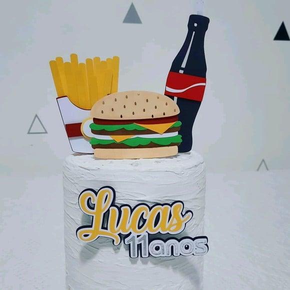 Topo de bolo 3D Lanche