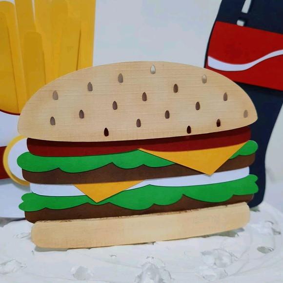 Topo de bolo 3D Lanche