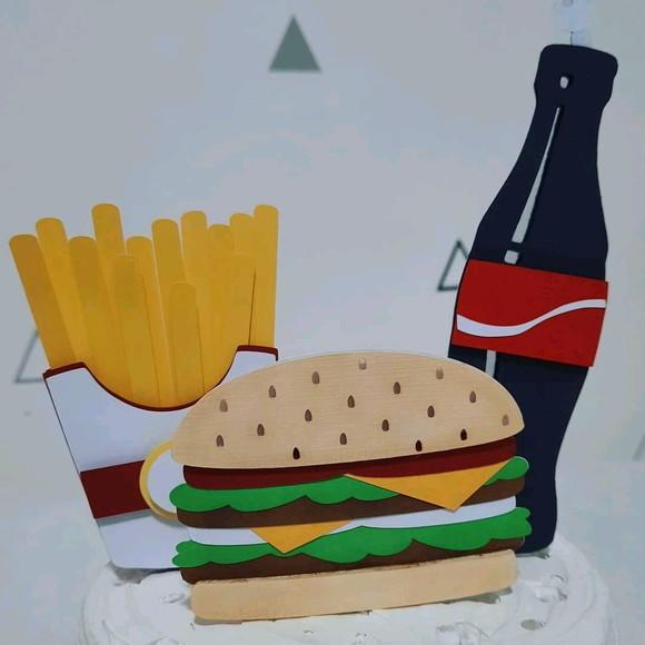 Topo de bolo 3D Lanche