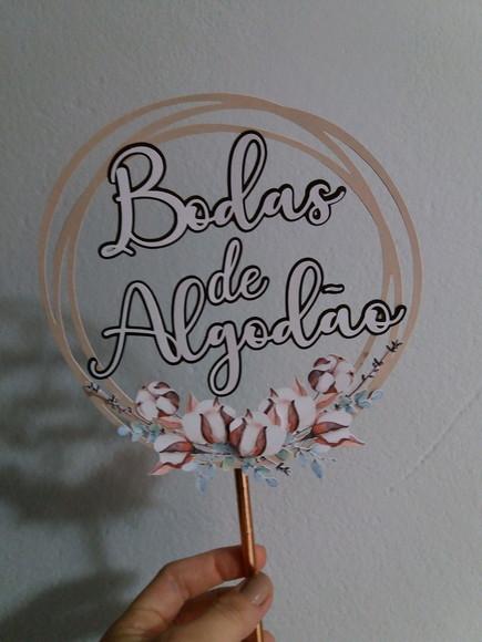 Topo de Bolo Bodas de Algodão