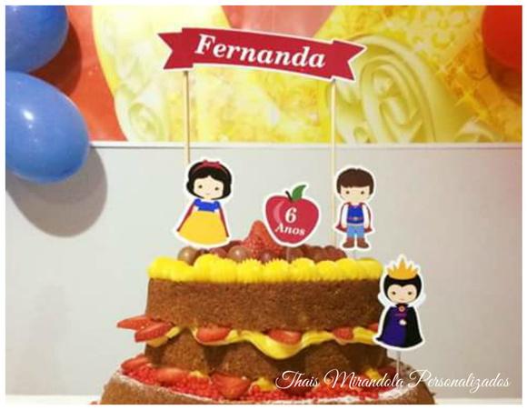 Topo de Bolo Branca de Neve