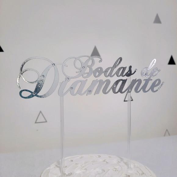 Topo de Bolo Bodas de Diamante