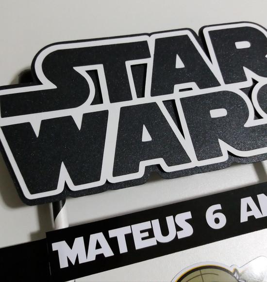 Topo de Bolo Star Wars - Preto e Branco