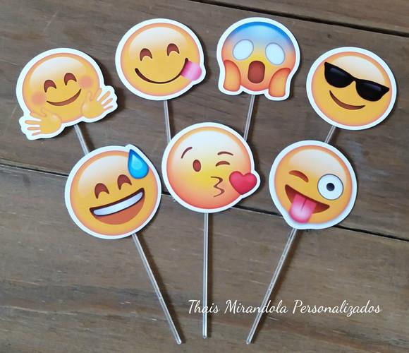 30 toppers Simples Emoji, com palitinho