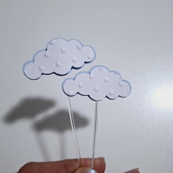 30 toppers 3D Nuvem, com palitinho