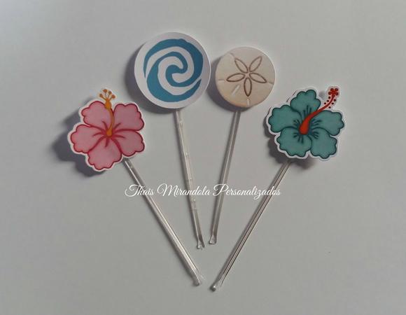 30 toppers Simples Moana, com palitinho