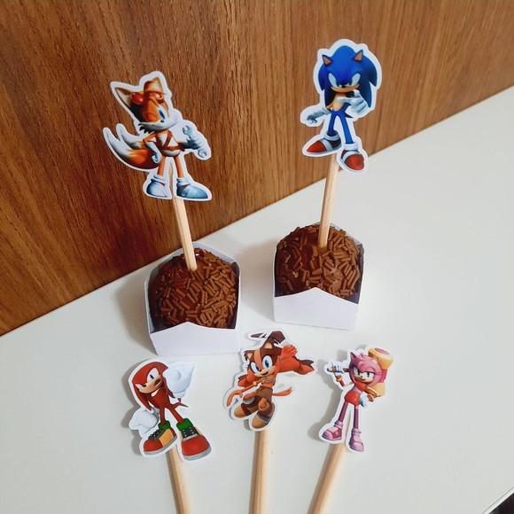 30 toppers Simples Sonic, com palitinho