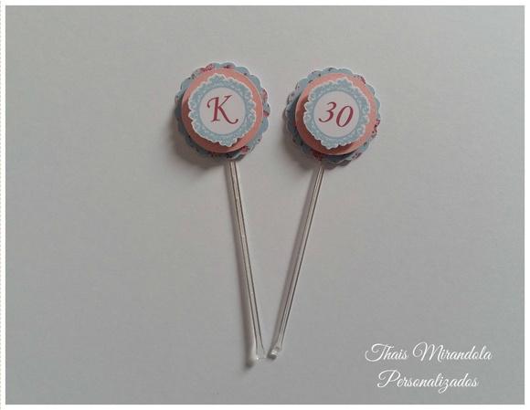 30 toppers 3D Jardim, com palitinho
