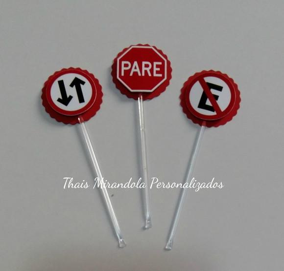 30 toppers 3D Transito, com palitinho