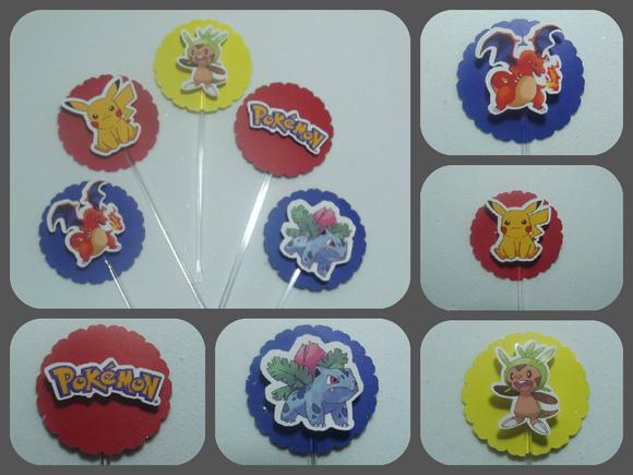 30 toppers 3D Pokémon, com palitinho