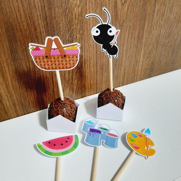 30 toppers Simples Pic Nic, com palitinho