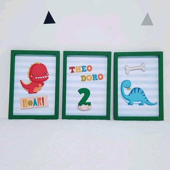 Trio de Quadrinhos de Papel Dinos
