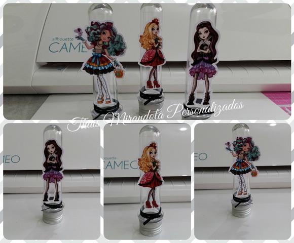 20 Tubetes com Aplique  Ever After High, tampa metal