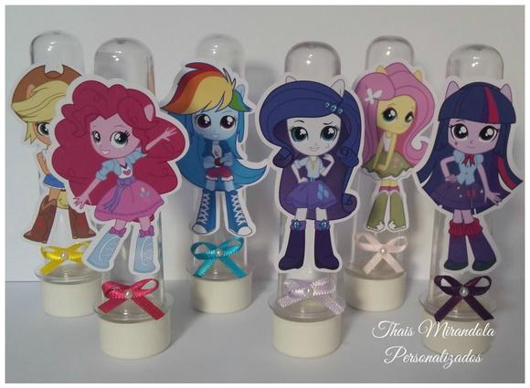 20 Tubetes com Aplique Equestrias Mini, tampa plástico