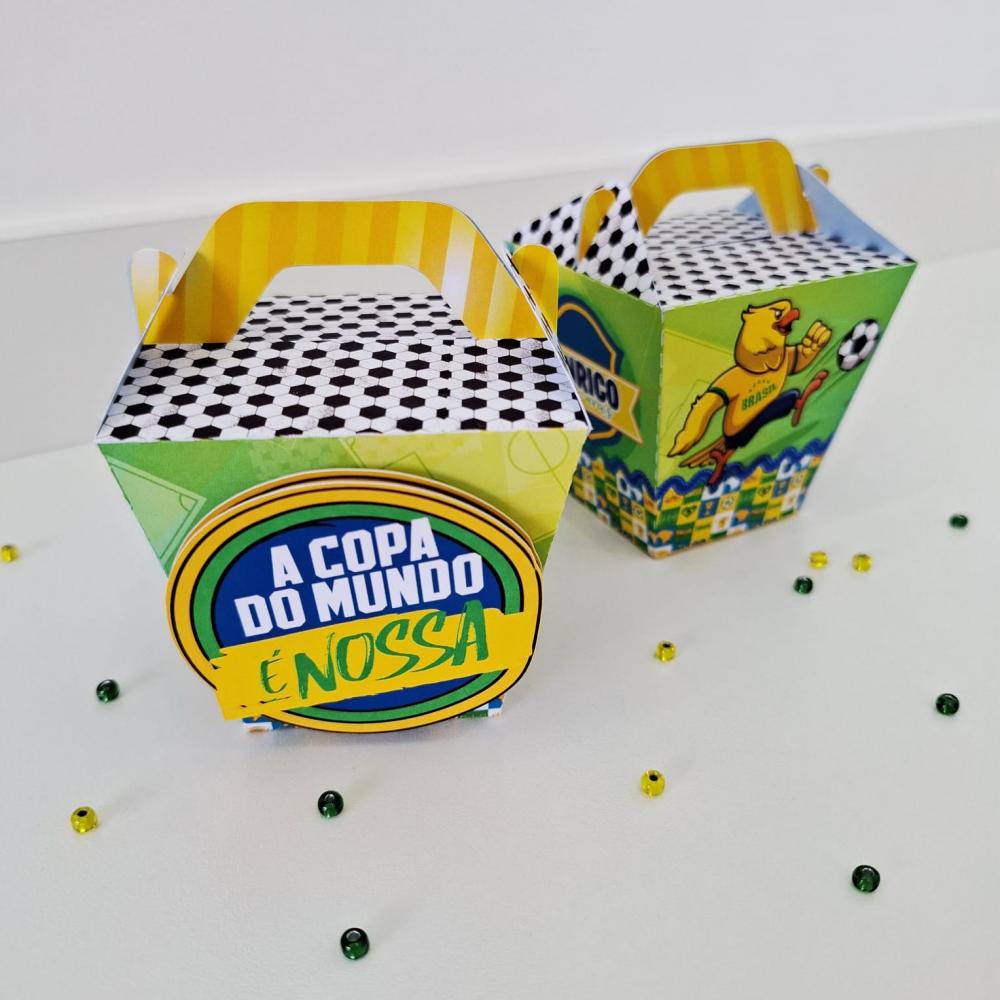 Kit com 10 Caixas Sushi com Alça Copa do Mundo - Brasil