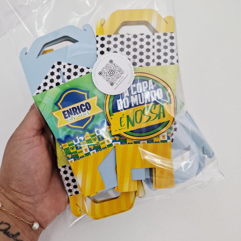 Kit com 10 Caixas Sushi com Alça Copa do Mundo - Brasil