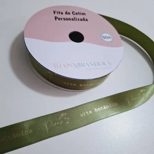 50m Fita Cetim Personalizada 22mm Imp. Dourada (leia a Descriçã