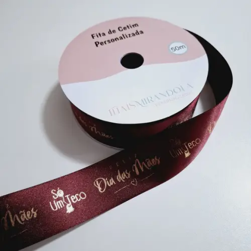 50m Fita Cetim Personalizada 38mm Imp. Dourada (leia a Descriçã