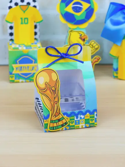 Kit com 10 Porta Caixa Acrílica Copa do Mundo - Brasil
