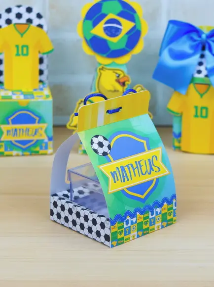 Kit com 10 Porta Caixa Acrílica Copa do Mundo - Brasil