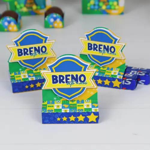 Kit com 12 Porta Chocolate Duplo Copa do Mundo - Brasil