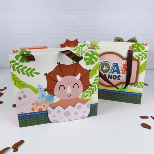 10 Sacolinhas de Papel 3D Dinossauros
