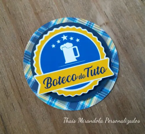 30 Apliques 3D Boteco Amarelo e Azul