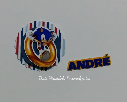 30 Apliques 3D + Nome Sonic