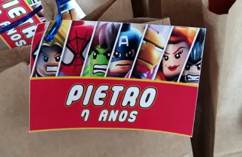 30 Tag Agradecimento para lembrancinha Lego Marvel
