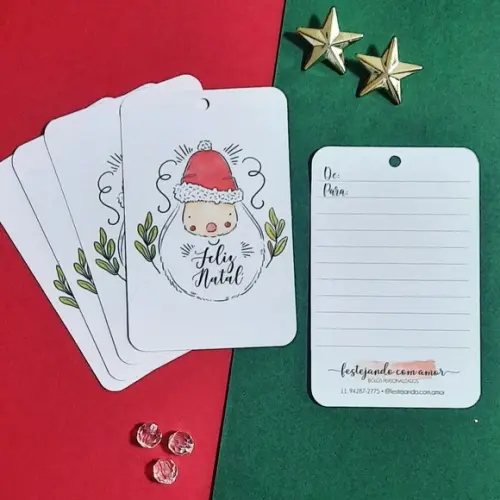 30 Tag Natalino Dupla Face Papai Noel