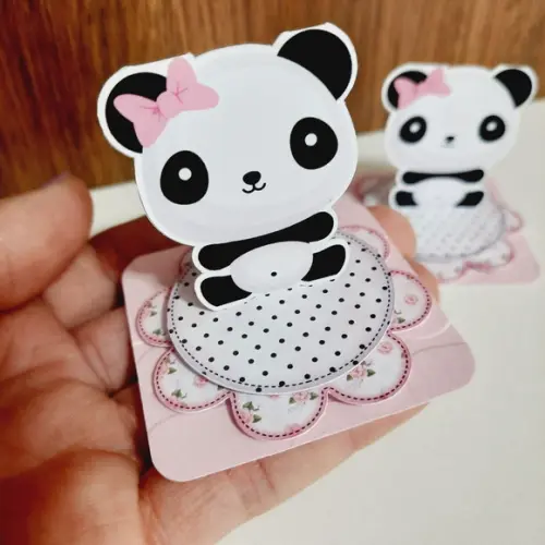 30 Apliques 3D Totem Panda Floral