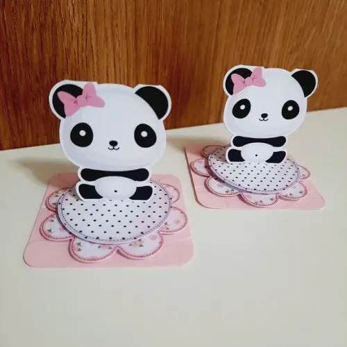 30 Apliques 3D Totem Panda Floral