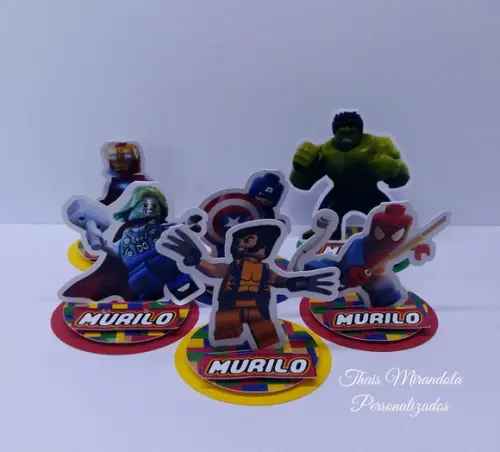 30 Apliques 3D Totem Lego Marvel (redondo)