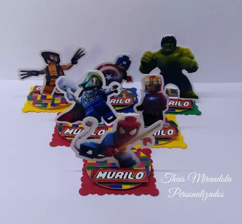 30 Apliques 3D Totem Lego Marvel (quadrado)