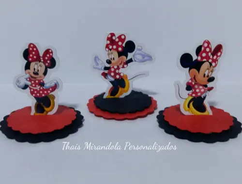 30 Apliques 3D Totem Minnie (redondo)