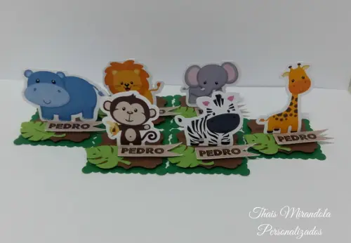 30 Apliques 3D Totem Safari (quadrado)