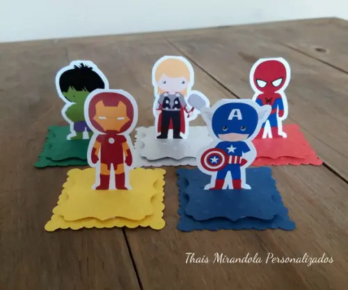 30 Apliques 3D Totem Vingadores Kids (quadrado)