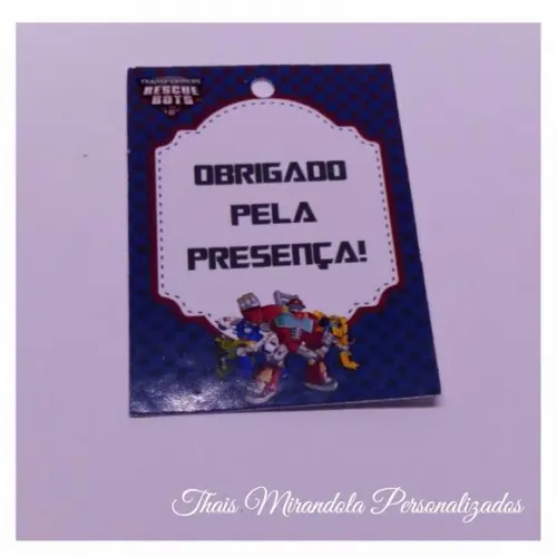 30 Tag Agradecimento para lembrancinha Transformers Rescue Bots