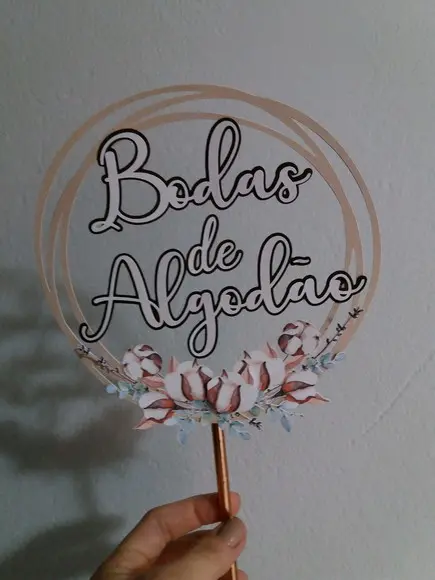 Topo de Bolo Bodas de Algodão