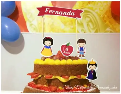 Topo de Bolo Branca de Neve