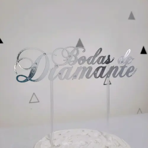 Topo de Bolo Bodas de Diamante