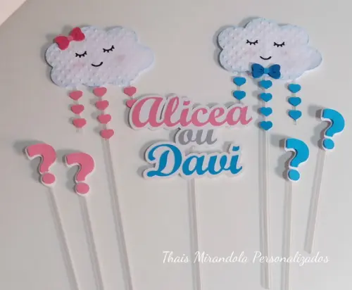Topo de bolo Camadas Chuva de Amor
