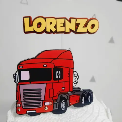 Topo de Bolo Carreta Vermelha