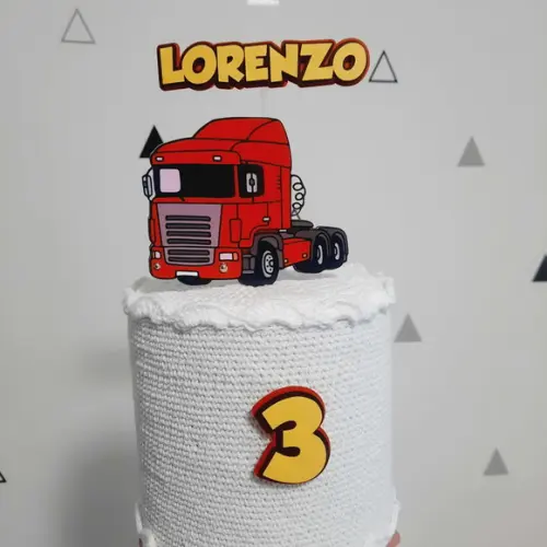Topo de Bolo Carreta Vermelha